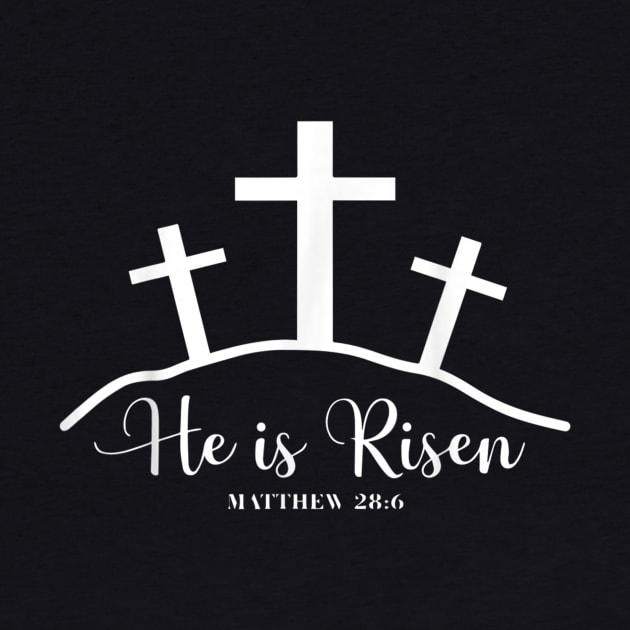 He Is Risen Happy Easter Day Christian Cross Jesus Men Women by Jennifer Wirth